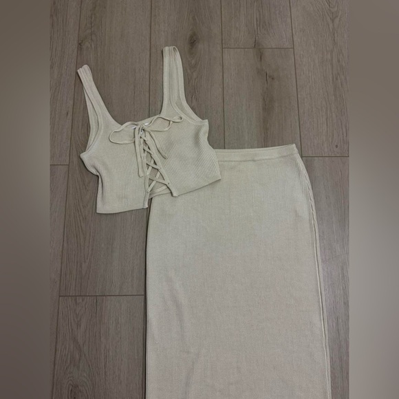 SABO Dresses & Skirts - SABO Tan Knit Set With Tank and Maxi Skirt